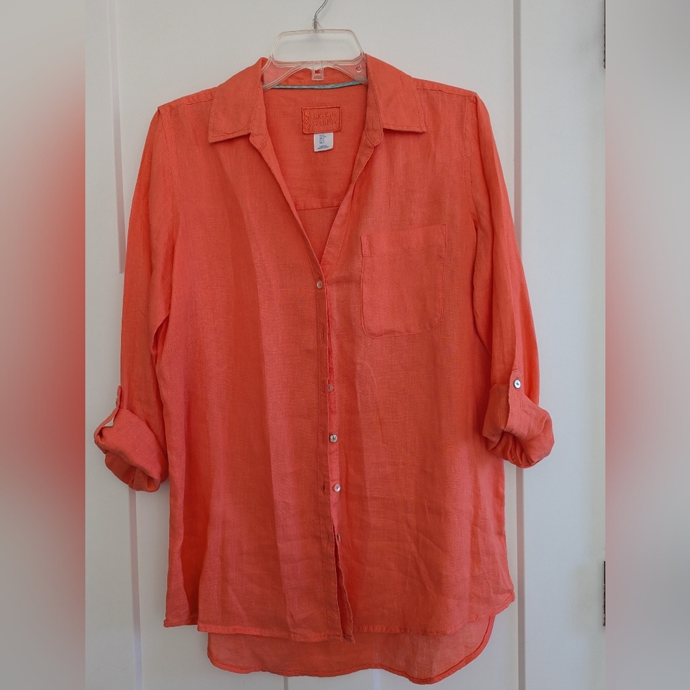 Sigrid Olsen 100% Linen Oversize Blouse